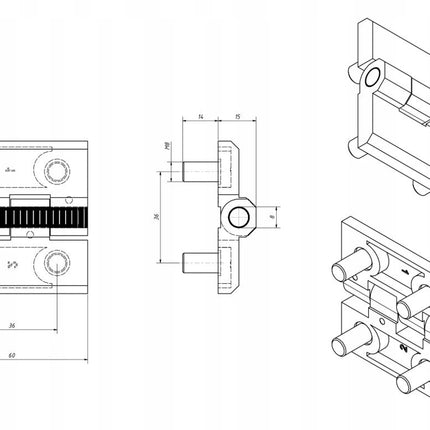 ZAWIAS PRZYKRĘCANY ZE SZPILKAMI SKRZYDEŁKOWY METALOWY PŁASKI 60x60 CZARNY Euro-Box