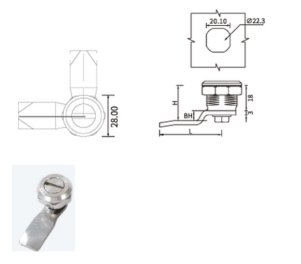 ZAMEK NA ŚRUBOKRĘT MONETĘ DO SZAF CHROMOWANY 18 MM 1ZP-0359 Euro-Box