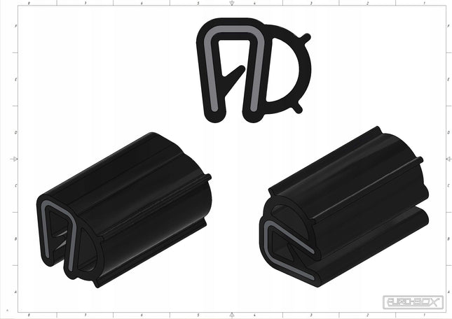 Uszczelka krawędziowa boczna z bąblem zbrojona samozaciskowa 0,8-2,5 mm EPDM  1 m 12EUK-0014 Euro-Box
