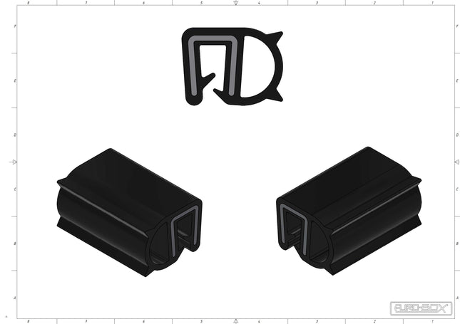 Uszczelka krawędziowa boczna z bąblem zbrojona samozaciskowa 2,7 mm EPDM 1 m 12UK-0012 Euro-Box