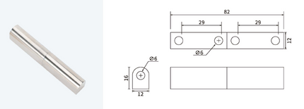 Zawias syfonowy SS304 L82mm 2-częściowy M6 przykręcany 4-otworowy 0Z-0185