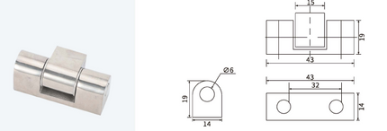 Zawias boczny SS304 uniwersalny do drzwiczek, szafy, obudowy 0Z-0182