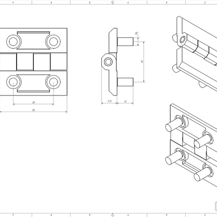 ZAWIAS PRZYKRĘCANY SKRZYDEŁKOWY ZESTAW MONTAŻOWY METALOWY PŁASKI 50x50 0Z-0207 Euro-Box