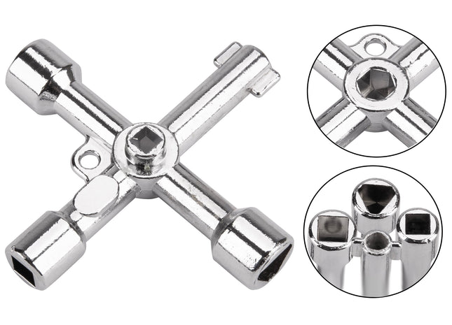 Klucz uniwersalny do skrzynki szafki gazowej elektrycznej technicznej 6w1 2KP-0010 Euro-Box