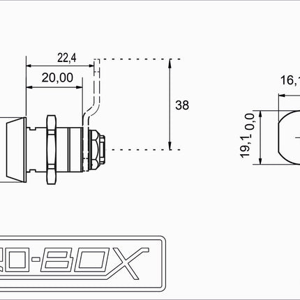 Zamek krzywkowy z nakrętką różny w grupie 25 kod typ B z 3 kluczami 1ZC-0538 Euro-Box