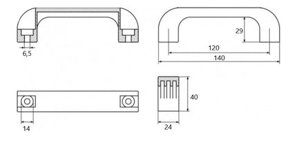 UCHWYT PRZEMYSŁOWY PAŁĄKOWY 140 MM Z OTWORAMI 6,5 MM 1ZP-0368