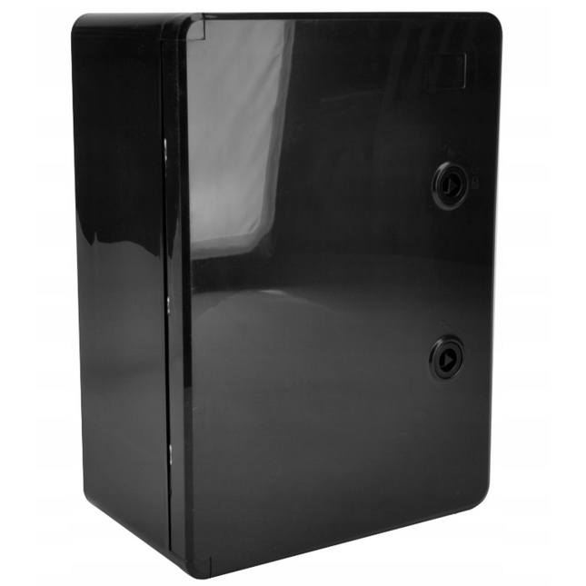 Szafka montażowa ABS czarna 250x350x150 kpl. z szyną, wkrętami i dławikami