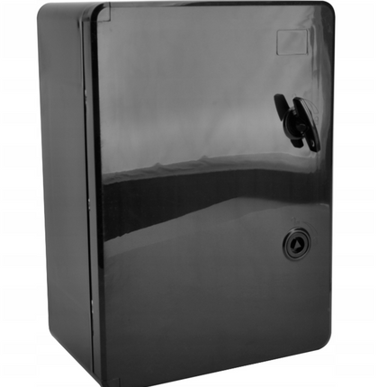 Szafka montażowa ABS czarna 250x350x150 kpl. z szyną, wkrętami i dławikami