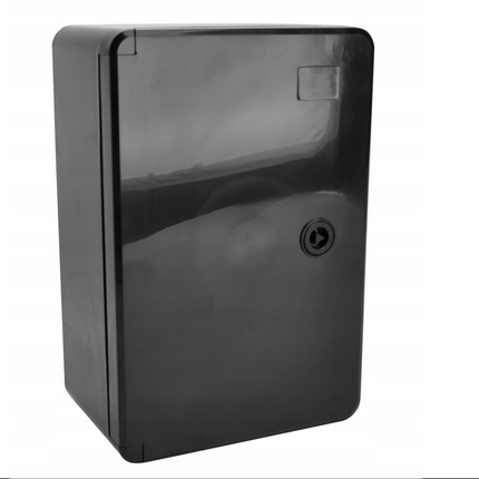 Szafka montażowa ABS czarna 200x300x130 kpl. z szyną, wkrętami i dławikami