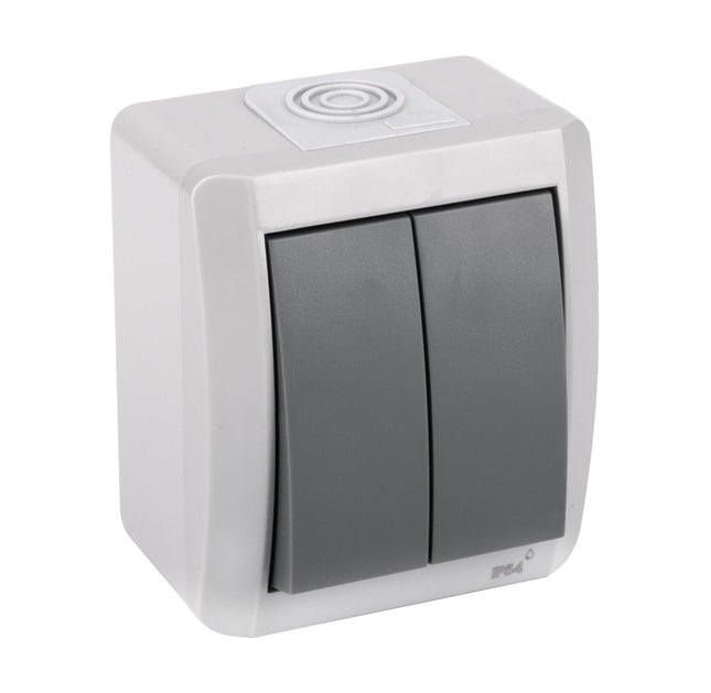 włącznik światła natynkowy podwójny NORA IP54 Euro-Box
