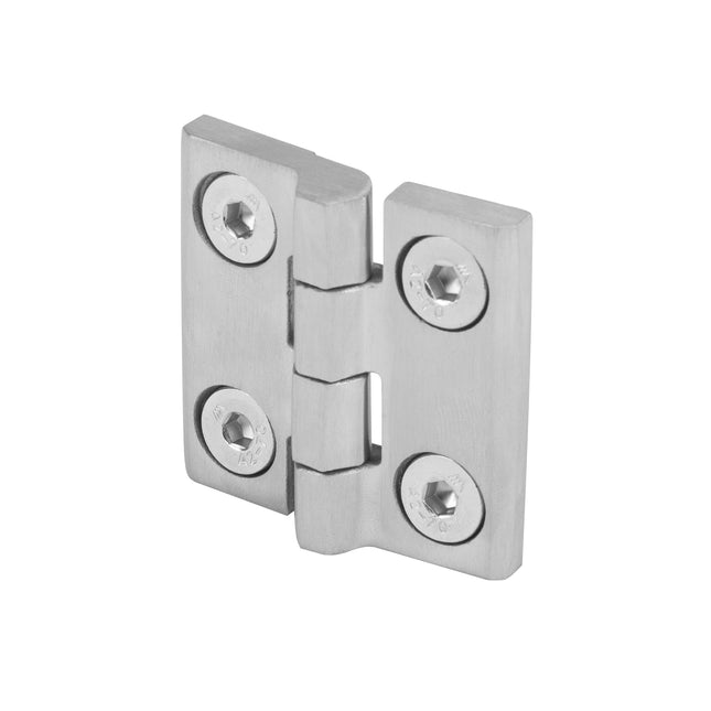 Stainless steel screw-on hinge 50x50 mm with M6 holes, assembly kit 0Z-0178