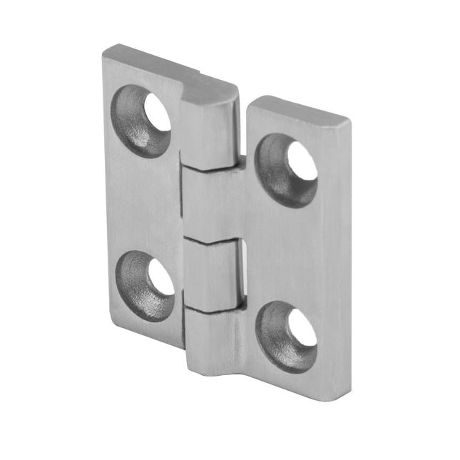 Screw-on hinge with holes, wing, metal, flat, 50x50, stainless steel, 0Z-0169