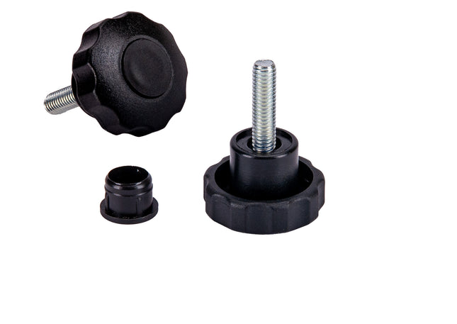 Pokrętło gwiazdowe 30mm śruba M6x23 wzmocnione z czarną zaślepką
