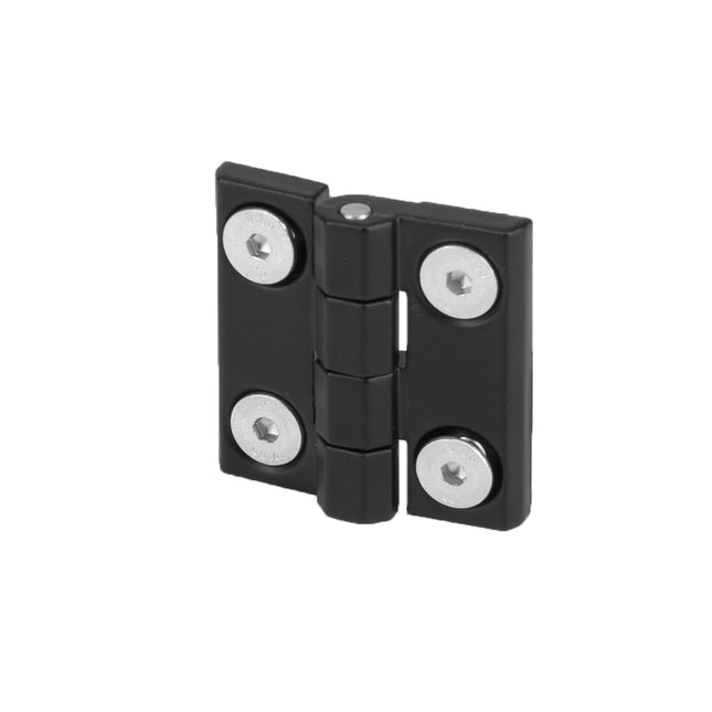 Screw-on hinge, black finish, 40x40 mm, with M5 holes, assembly kit 0Z-0179