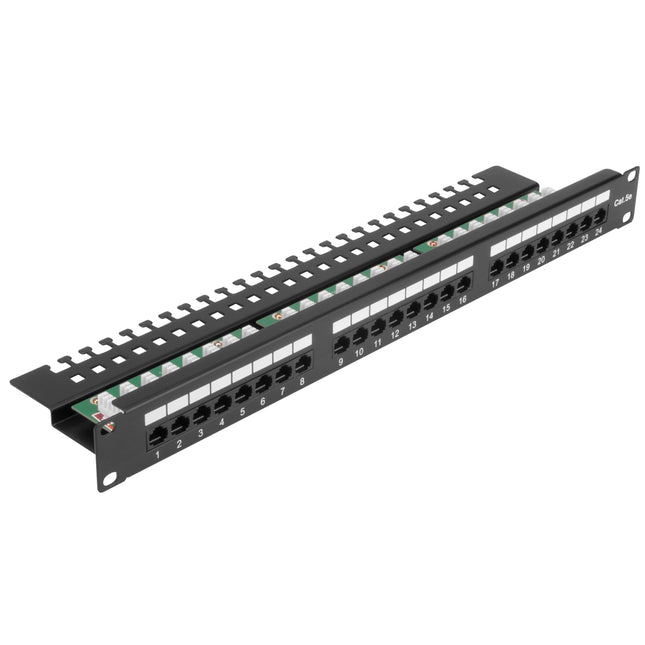 Patchpanel 1U KAT.5e UTP 24p z listwą wspierającą