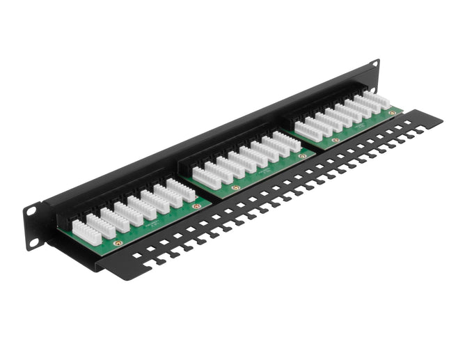 Patchpanel 1U KAT.5e UTP 24p z listwą wspierającą Euro-Box