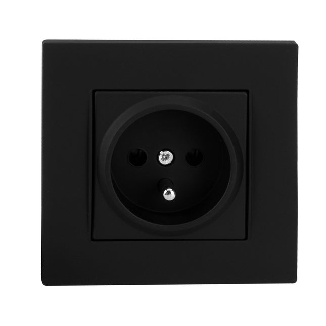 Gniazdo elektryczne pojedyncze podtynkowe czarne matowe