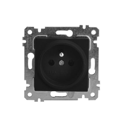 GNIAZDO POJEDYNCZE GNIAZDKO ELEKTRYCZNE Z UZIEMIENIEM RITA CZARNE BEZ RAMKI