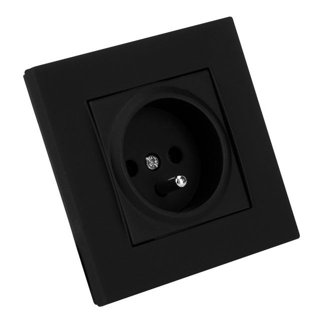 Gniazdo elektryczne pojedyncze podtynkowe czarne matowe