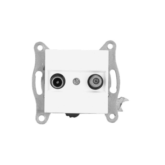 Gniazdo antenowe RTV SAT pośrednie białe podtynkowe RITA bez ramki