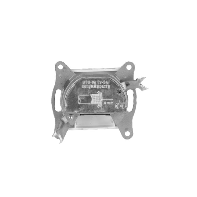 Gniazdo antenowe RTV SAT pośrednie białe podtynkowe RITA bez ramki