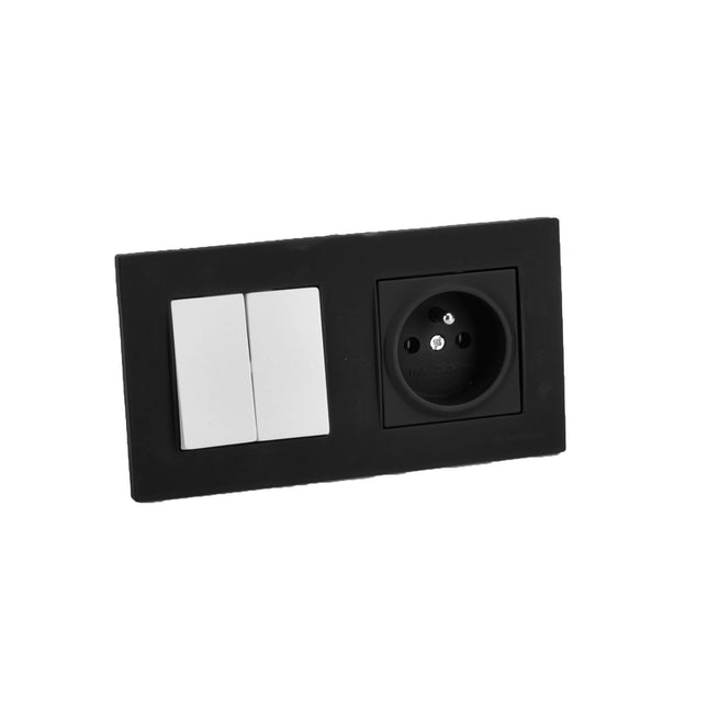 RAMKA DO WYŁĄCZNIKA GNIAZDA ELEKTRYCZNEGO PODWÓJNA POZIOMA CZARNA RITA