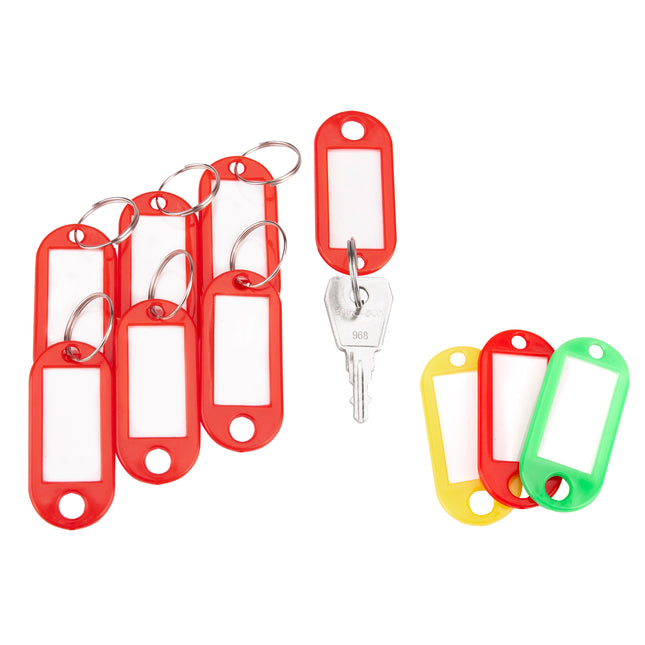 Identyfikatory breloki zawieszki do kluczy plastikowe czerwone 10 szt.