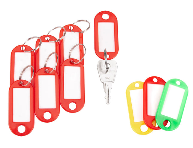 Identyfikatory breloki zawieszki do kluczy plastikowe czerwone 100 szt. Euro-Box
