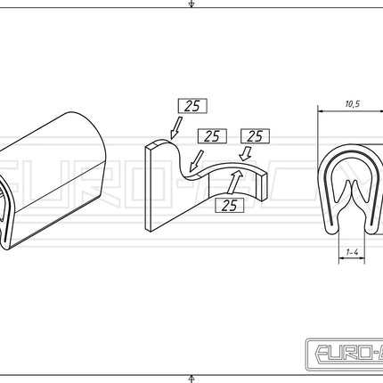 Uszczelka krawędziowa osłona krawędzi taśma ochronna zbrojona 9,5x6,5 mm 10 m 12UK-0016
