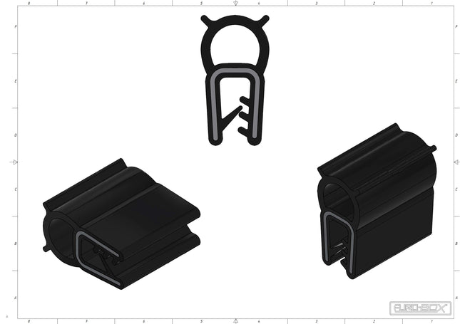 Uszczelka krawędziowa zbrojona samozaciskowa górna z bąblem 1-3,5 mm NBR 1 m 12EUK-0006 Euro-Box