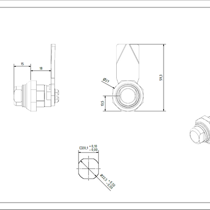 Zamek ćwierćobrotowy higieniczny nierdzewny 1ZP-0374