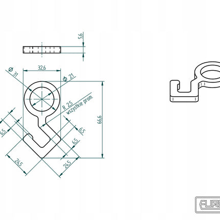 Haczyk zawieszka wieszak na drążek do ubrań Fi 21 10 szt.