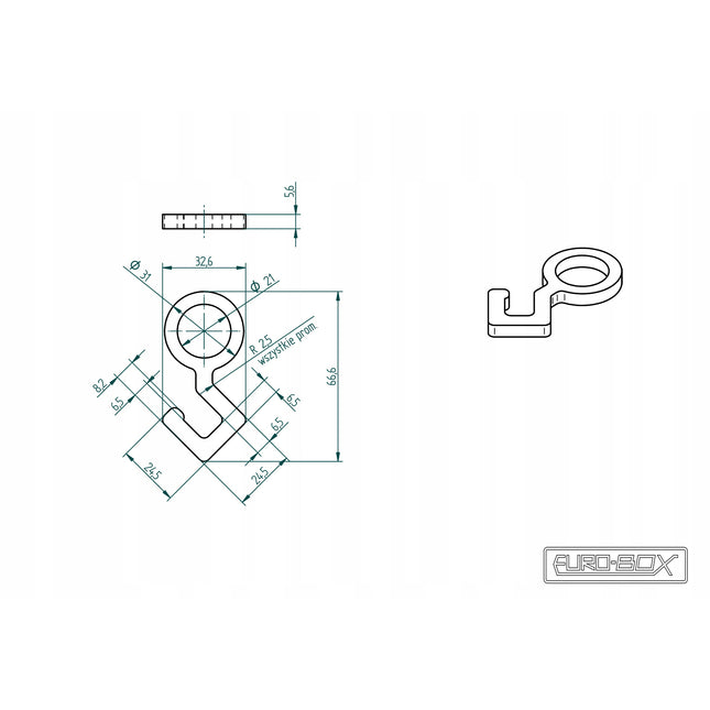 Haczyk zawieszka wieszak na drążek do ubrań Fi 21 10 szt.