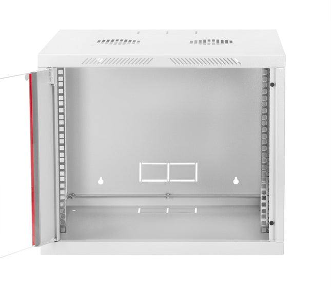 Szafa RACK 19" wisząca 9U 450 mm drzwi z szybą RAL7035 szara Euro-Box