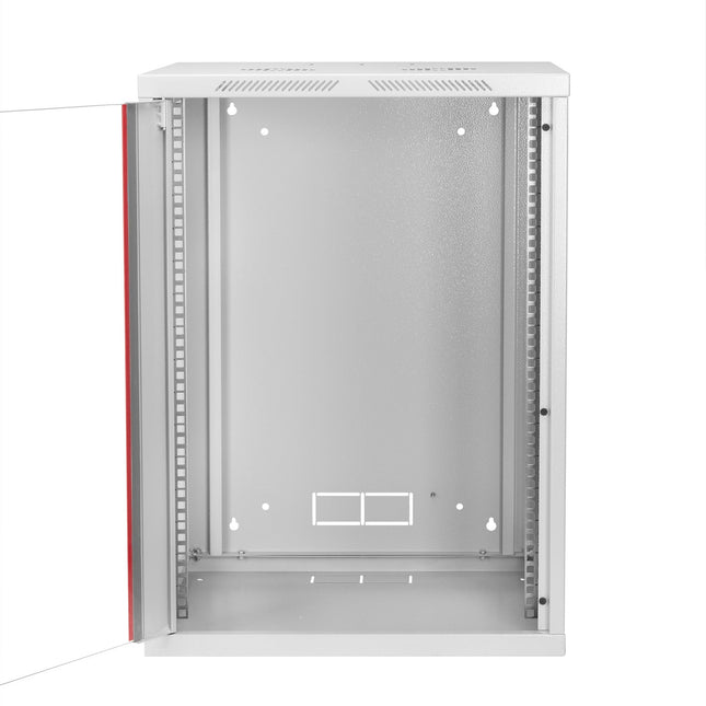 Szafa RACK 19" wisząca 16U 450 mm drzwi z szybą RAL7035 szara Euro-Box