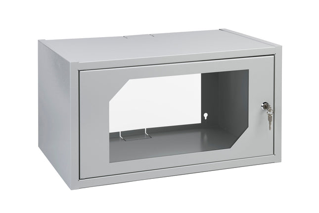 Szafa RACK 19" LC wisząca 6U 350 mm drzwi z szybą RAL7035 szara Euro-Box